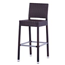 JMC Furniture Gama Outdoor Armless Synthetic Ivory Weave Seat & Back Barstool w/ Aluminum Frame & Footrest