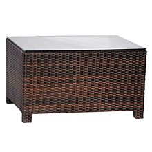 JMC Furniture 32" Outdoor Synthetic Espresso Weave Glass Solid Top Coffee Table