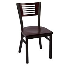 JMC Furniture Jones River Series Indoor Slotted Wood Back Wood Seat Chair w/ Black Powder Coat Finish Metal Frame