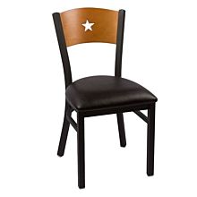 JMC Furniture LIberty Series Indoor Star Cutout Wood Back Vinyl Seat Chair w/ Black Powder Coat Finish Metal Frame