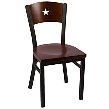 JMC Furniture LIberty Series Indoor Star Cutout Wood Back Wood Seat Chair w/ Black Powder Coat Finish Metal Frame