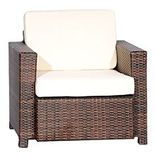 JMC Furniture 32" Outdoor Synthetic Espresso Weave Single Couch w/ Cushions and Aluminum Frame