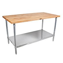 John Boos JNS13 30"D x 96"L Maple Top Work Table with (Undershelf)