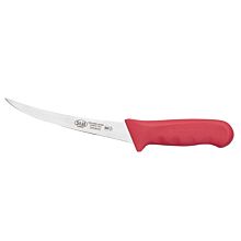 Winco KWP-60R Stal 6" Curved Boning Knife with Red Handle