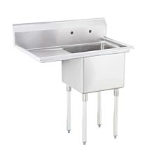 27" 1 Compartment Sink with 12" x 16" Bowl & Left Drainboard
