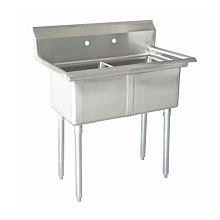 33" 2 Compartment Sinks with 14" x 16" Bowls & No Drainboard
