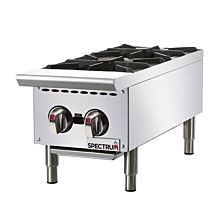 Winco NGHP-2 Spectrum Two Burner Stainless Steel Countertop Gas Hot Plate - 50,000 BTU