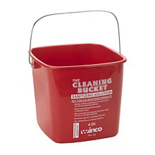 Winco PPL-6R Red Square 6 Qt. Cleaning Bucket with Handle for Sanitizing
