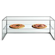 Custom Glass PSG36 36" Pizza Style Glass Sneeze Guard Framed Display Case Square End with 16" Shelf for Pizza Counters, Salad bars, or Steam Tables