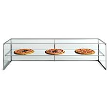 Custom Glass PSG96 96" Pizza Style Glass Sneeze Guard Framed Display Case Square End with 16" Shelf for Pizza Counters, Salad bars, or Steam Tables