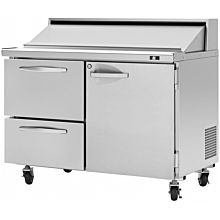 Turbo Air PST-48-D2R-N Pro Series 48" Right-Hinged Door & 2 Left Drawer Sandwich/Salad Prep Table with 12-Pan Top - 12 Cu. Ft.