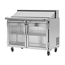 Turbo Air PST-48-G-N Pro Series 48" Two Glass Door Sandwich/Salad Prep Table with 12-Pan Top - 12 Cu. Ft.