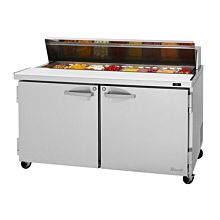Turbo Air PST-60-N Pro Series 60" Two Solid Door Sandwich/Salad Prep Table with 16-Pan Top - 16 Cu. Ft.