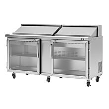 Turbo Air PST-72-G-N Pro Series 72" Two Glass Door Sandwich/Salad Prep Table with 18-Pan Top - 19 Cu. Ft.