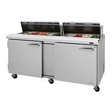 Turbo Air PST-72-N-AL Pro Series 72" Two All Left Hinge Solid Door Sandwich/Salad Prep Table with 18-Pan Top - 19 Cu. Ft.