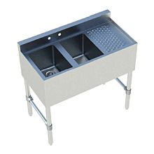 Sapphire SMBS-2R 36" Stainless Steel 10" x 14" x 10" Bowl Size Two Compartments Underbar Sink