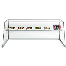 Custom Glass SG24 24" Standard Glass Sneeze Guard Framed Display Case Tapered / Slanted End with Shelf for Counters, Salad Bars, or Steam Tables