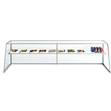 Custom Glass SG96 96" Standard Glass Sneeze Guard Framed Display Case Tapered / Slanted End with Shelf for Counters, Salad Bars, or Steam Tables