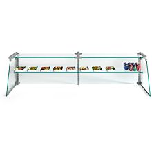 Custom Glass SGX72 72" Frameless Glass Sneeze Guard with Stainless Steel Tubing for Counter, Salad Bars, or Steam Tables