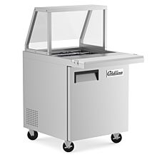 Coldline SMB27 27.5" Mega Top Refrigerated Sandwich Prep Table with Glass Sneeze Guard