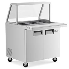 Coldline SMB36 36" Mega Top Refrigerated Sandwich Prep Table with Glass Sneeze Guard