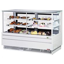 Turbo Air TCGB-72UF-CO-W-N 73" Straight Front White Refrigerated & Dry Combination Bakery Display Case - 12 Cu. Ft. Each Side