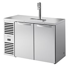 True TDR52-RISZ1-L-S-SS-1 52" Reach-In Two-Section Solid Door Stainless Steel Refrigerated Draft Bar Cooler with One Tap Column
