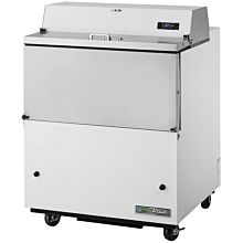 True TMC-34-DS-HC 34" Dual Sided Milk Cooler with White and Stainless Steel Exterior & Clear Aluminum Interior