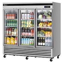Turbo Air TSR-72GSD-N Super Deluxe Series 82" Reach-In Three-Section Glass Door Refrigerator - 67 Cu. Ft.