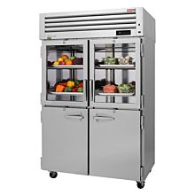 Turbo Air PRO-50R-GSH-N 52" Pro Series Reach-In Glass & Solid Half Door Two-Section Refrigerator - 51 Cu. Ft.