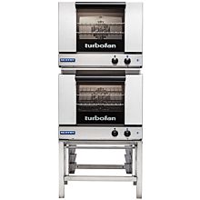 Moffat Turbofan E22M3/2 24" Electric 6 Half Size Pan Manual Control Double Deck Convection Oven with Stacking Kit, Pan Slides, Feet Base Stand