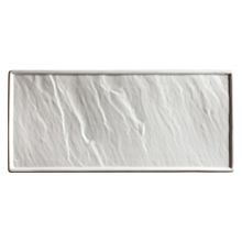 Winco WDP001-204 Ardesia Calacatta Creamy White Porcelain Rectangular Platter, 16-1/8" x 6-7/8"
