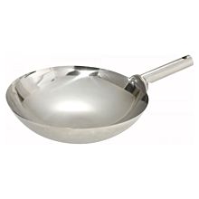 Winco WOK-14W 14" Stainless Steel Chinese Style Wok with Welded Handle