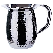 Winco WPB-2CH 64 oz. Hammered Stainless Steel Bell Pitcher with Ice Guard