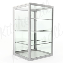 Custom Glass 10"L x 10"D x 18"H, 3 Shelves, Upright Countertop Straight Glass Food Display Case, Dry