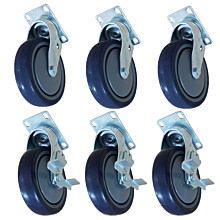 PFC-6 Heavy Duty Range and Fryer Casters, Black (Set of 6, 3 Brake)