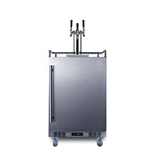 Summit SBC683OSTRIPLE 24" Stainless Steel Wide Indoor/Outdoor Triple Tap Beer Dispenser for Built-In or Freestanding