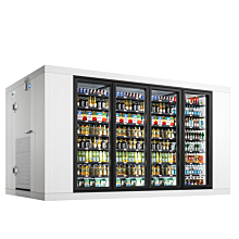 Coldline 8 x 14  Four Glass Door Walk-in Merchandiser Cooler Box with Floor
