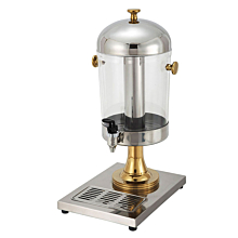 Winco 901 2-1/5 Gallon Stainless Steel Single Beverage Dispenser with Gold Accents