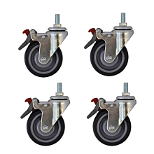 4" Flat Plate Caster with Side Brake, Set of 4