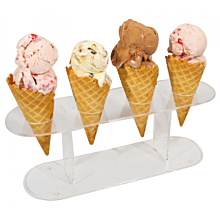 Winco ACN-4 Clear Acrylic 12" Wide 4-Hole Ice Cream Cone Holder Stand