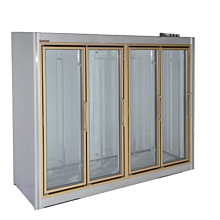 Universal ADM-4-R 103” Stainless Steel Four Swing Glass Door Remote Merchandiser Refrigerator