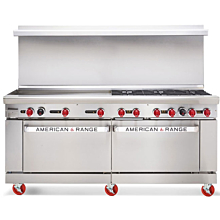 American Range ARGF-12-LP 72" 12 Burner Commercial Liquid Propane Gas Range with Green Flame Pilotless Ignition - 430,000 BTU
