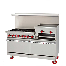 American Range AR-6B-24RG 60" Natural Gas 6 Burner Gas Range with Griddle & Broiler