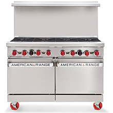 American Range ARGF-8, 48 inch Commercial Range with Green Flame Pilotless Ignition, 8 Burner - New Style