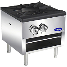 Atosa CookRite ATSP-18-1L -NG 18" 2 Burner Gas Lower Height Stock Pot Stove - 80,000 BTU