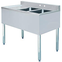 Prepline Stainless Steel 2 Bowl Underbar Hand Sink with Left Drainboard- 36" x 18" (BRAND NEW OUT OF BOX OVERSTOCK)