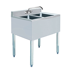 Prepline Stainless Steel 2 Bowl Underbar Hand Sink- 14" x 26"