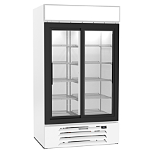Beverage-Air MMR38HC-1-W MarketMax 44" White Double Sliding Glass Door Refrigerated Merchandiser with LED Lighting - 38 Cu. Ft.