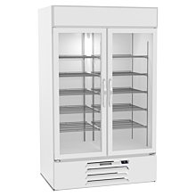 Beverage-Air MMR44HC-1-W Marketmax 47" Double Glass Swing Door White Refrigerated Merchandiser with LED Lighting - 44 Cu. Ft.